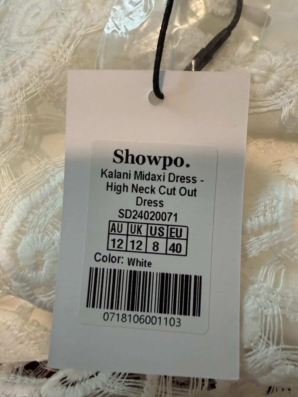 Showpo White Lace High Neck Cut Out Maxi Dress - Picture 4 of 8